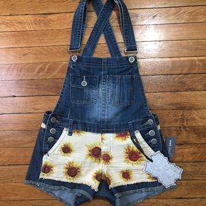 sunflower short jean overalls